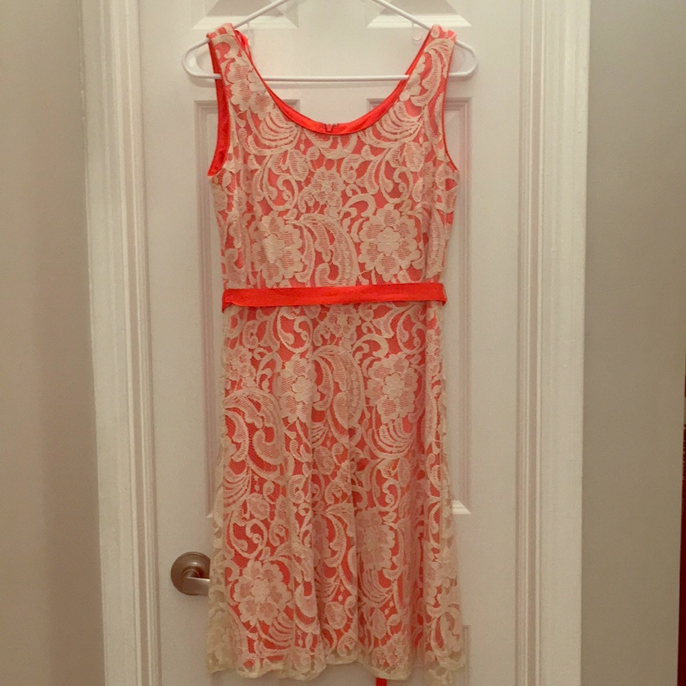 Orange/cream dress